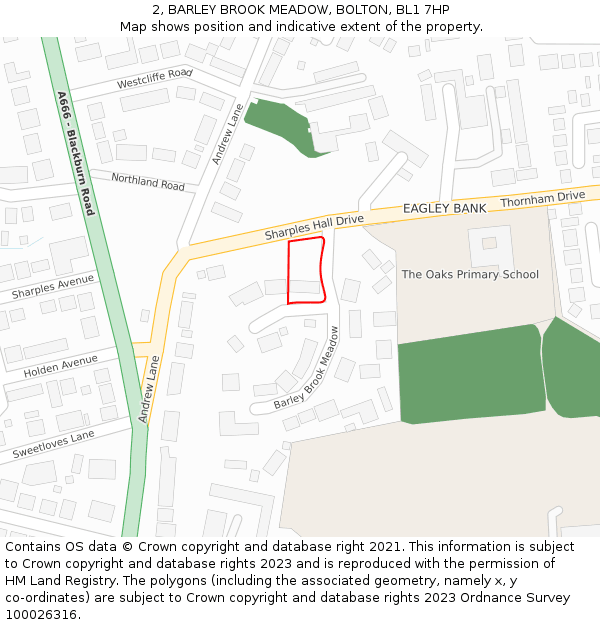 2, BARLEY BROOK MEADOW, BOLTON, BL1 7HP: Location map and indicative extent of plot