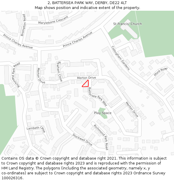 2, BATTERSEA PARK WAY, DERBY, DE22 4LT: Location map and indicative extent of plot