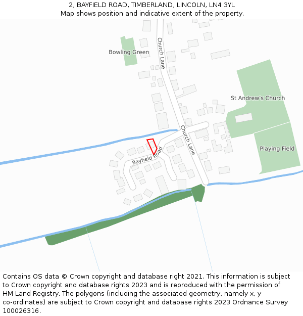 2, BAYFIELD ROAD, TIMBERLAND, LINCOLN, LN4 3YL: Location map and indicative extent of plot
