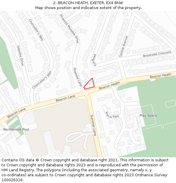 2, BEACON HEATH, EXETER, EX4 8NW: Location map and indicative extent of plot