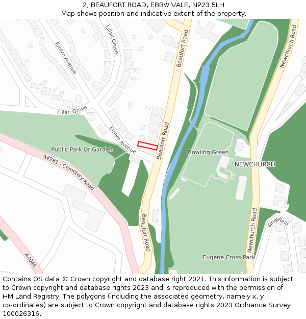 2, BEAUFORT ROAD, EBBW VALE, NP23 5LH: Location map and indicative extent of plot