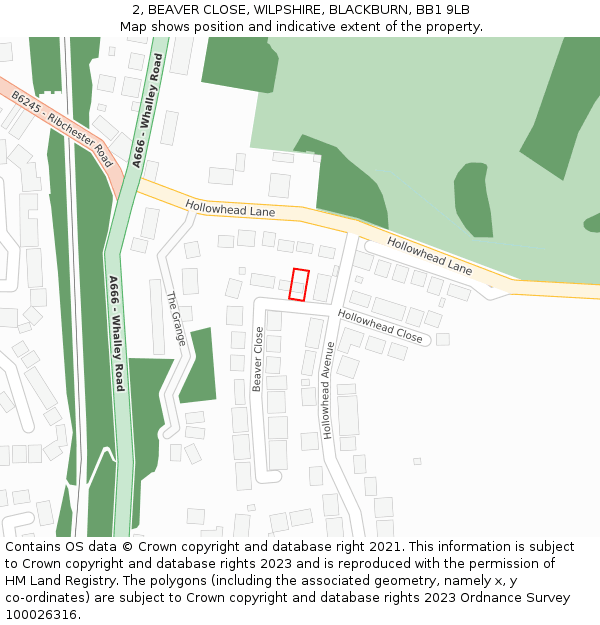 2, BEAVER CLOSE, WILPSHIRE, BLACKBURN, BB1 9LB: Location map and indicative extent of plot