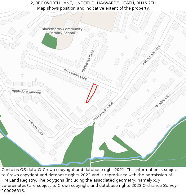 2, BECKWORTH LANE, LINDFIELD, HAYWARDS HEATH, RH16 2EH: Location map and indicative extent of plot