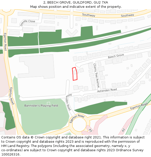 2, BEECH GROVE, GUILDFORD, GU2 7XA: Location map and indicative extent of plot