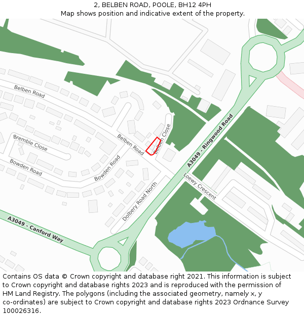2, BELBEN ROAD, POOLE, BH12 4PH: Location map and indicative extent of plot