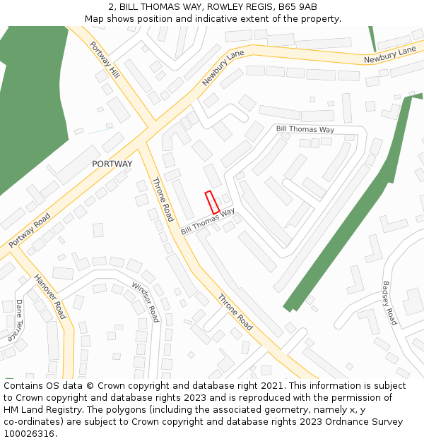 2, BILL THOMAS WAY, ROWLEY REGIS, B65 9AB: Location map and indicative extent of plot