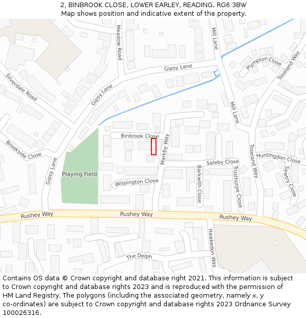 2, BINBROOK CLOSE, LOWER EARLEY, READING, RG6 3BW: Location map and indicative extent of plot