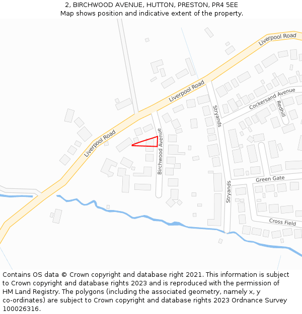 2, BIRCHWOOD AVENUE, HUTTON, PRESTON, PR4 5EE: Location map and indicative extent of plot