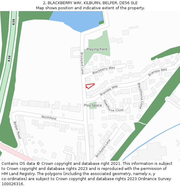 2, BLACKBERRY WAY, KILBURN, BELPER, DE56 0LE: Location map and indicative extent of plot