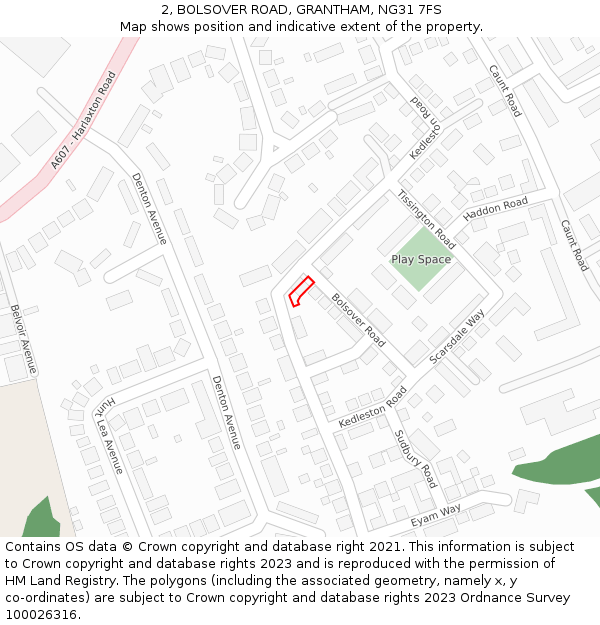 2, BOLSOVER ROAD, GRANTHAM, NG31 7FS: Location map and indicative extent of plot