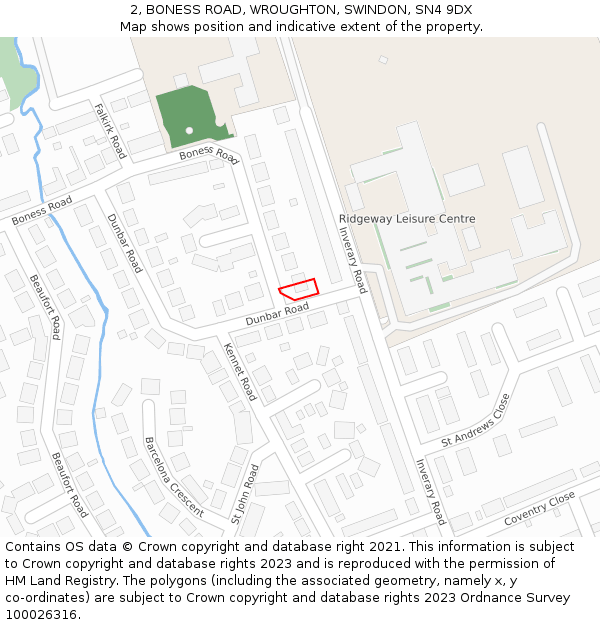 2, BONESS ROAD, WROUGHTON, SWINDON, SN4 9DX: Location map and indicative extent of plot