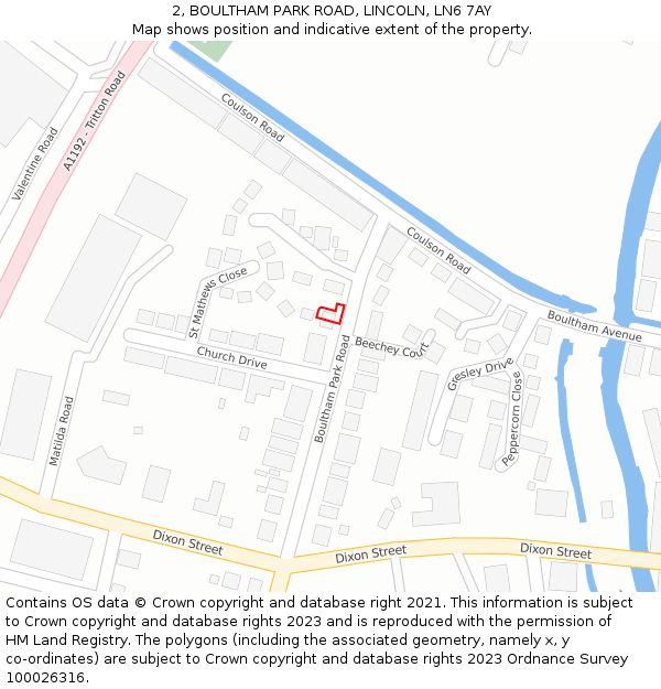2, BOULTHAM PARK ROAD, LINCOLN, LN6 7AY: Location map and indicative extent of plot