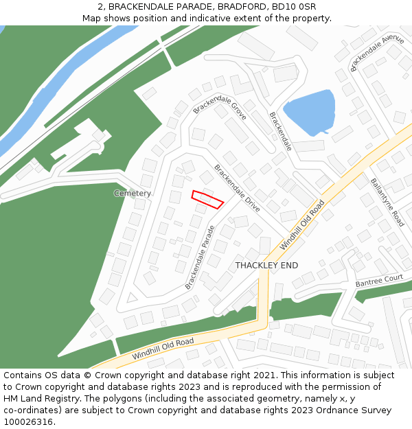 2, BRACKENDALE PARADE, BRADFORD, BD10 0SR: Location map and indicative extent of plot