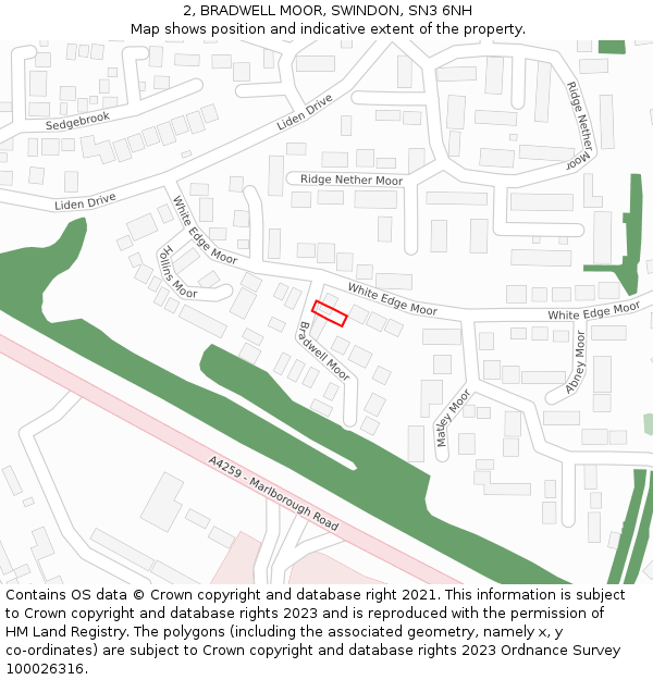 2, BRADWELL MOOR, SWINDON, SN3 6NH: Location map and indicative extent of plot