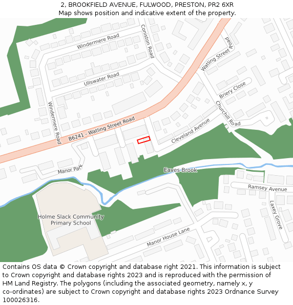 2, BROOKFIELD AVENUE, FULWOOD, PRESTON, PR2 6XR: Location map and indicative extent of plot