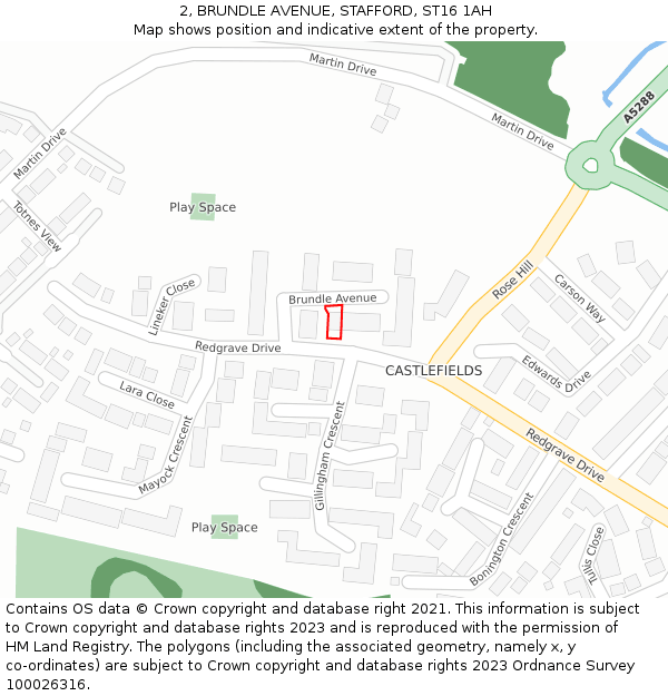 2, BRUNDLE AVENUE, STAFFORD, ST16 1AH: Location map and indicative extent of plot