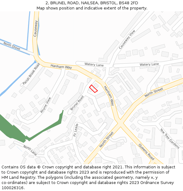 2, BRUNEL ROAD, NAILSEA, BRISTOL, BS48 2FD: Location map and indicative extent of plot