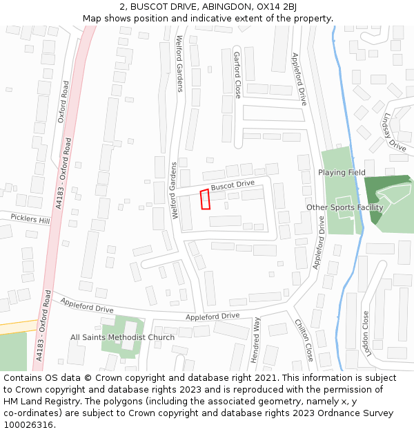 2, BUSCOT DRIVE, ABINGDON, OX14 2BJ: Location map and indicative extent of plot