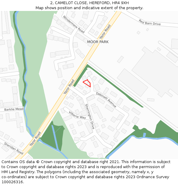 2, CAMELOT CLOSE, HEREFORD, HR4 9XH: Location map and indicative extent of plot