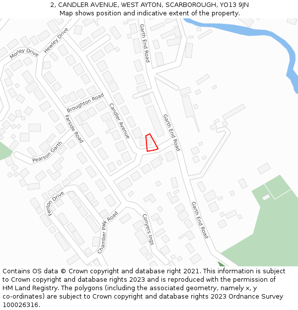2, CANDLER AVENUE, WEST AYTON, SCARBOROUGH, YO13 9JN: Location map and indicative extent of plot
