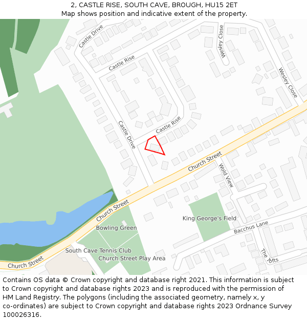 2, CASTLE RISE, SOUTH CAVE, BROUGH, HU15 2ET: Location map and indicative extent of plot