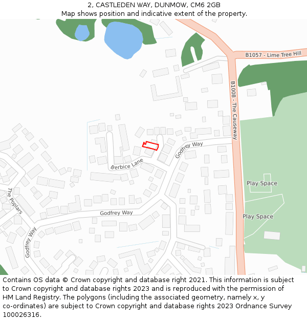 2, CASTLEDEN WAY, DUNMOW, CM6 2GB: Location map and indicative extent of plot