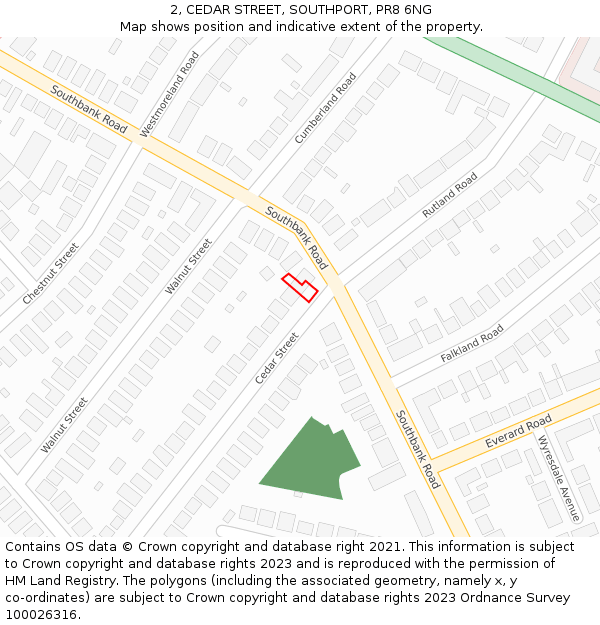2, CEDAR STREET, SOUTHPORT, PR8 6NG: Location map and indicative extent of plot