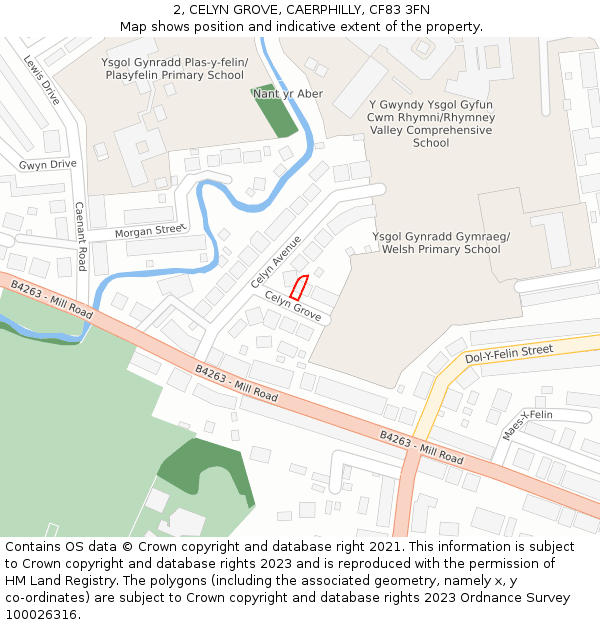 2, CELYN GROVE, CAERPHILLY, CF83 3FN: Location map and indicative extent of plot