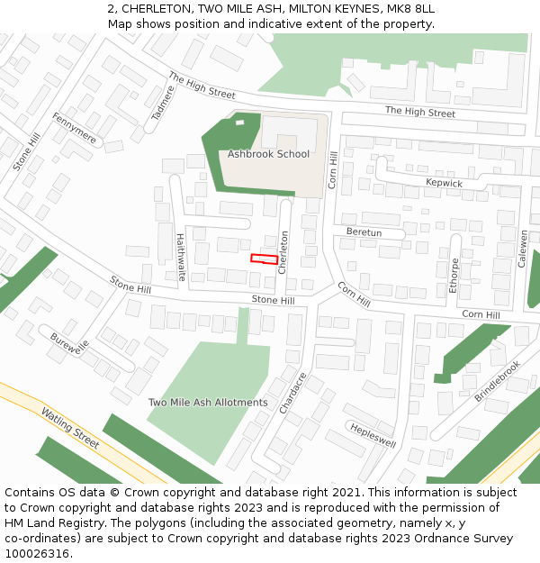 2, CHERLETON, TWO MILE ASH, MILTON KEYNES, MK8 8LL: Location map and indicative extent of plot