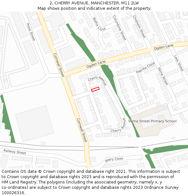 2, CHERRY AVENUE, MANCHESTER, M11 2LW: Location map and indicative extent of plot