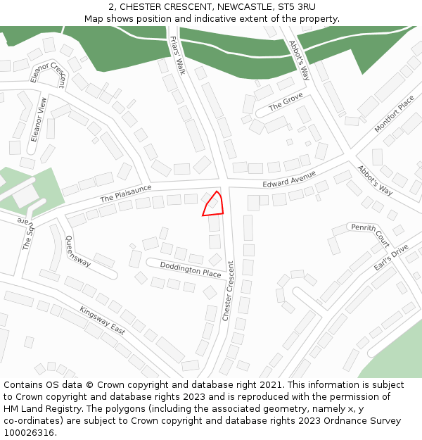 2, CHESTER CRESCENT, NEWCASTLE, ST5 3RU: Location map and indicative extent of plot