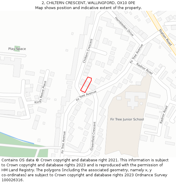 2, CHILTERN CRESCENT, WALLINGFORD, OX10 0PE: Location map and indicative extent of plot