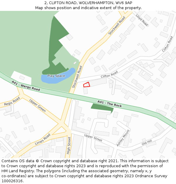 2, CLIFTON ROAD, WOLVERHAMPTON, WV6 9AP: Location map and indicative extent of plot