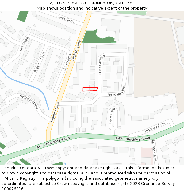 2, CLUNES AVENUE, NUNEATON, CV11 6AH: Location map and indicative extent of plot