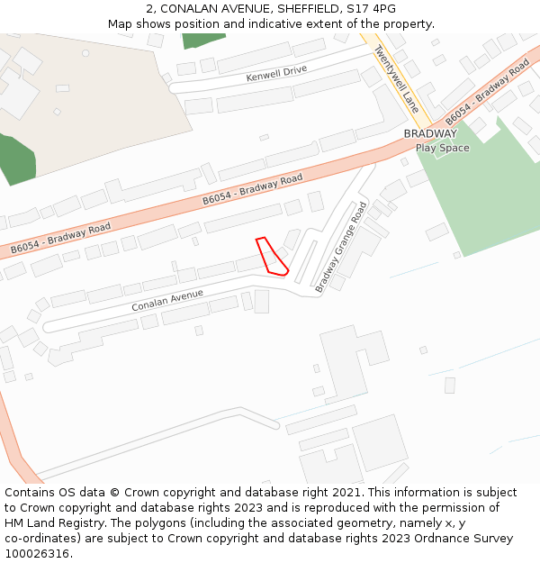 2, CONALAN AVENUE, SHEFFIELD, S17 4PG: Location map and indicative extent of plot