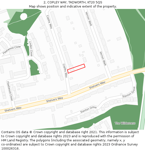 2, COPLEY WAY, TADWORTH, KT20 5QS: Location map and indicative extent of plot