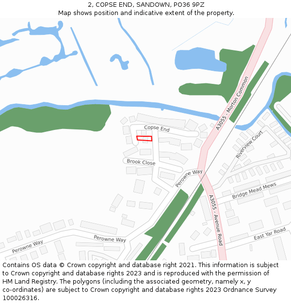 2, COPSE END, SANDOWN, PO36 9PZ: Location map and indicative extent of plot