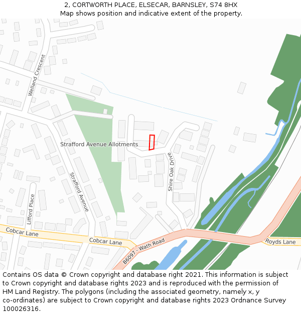 2, CORTWORTH PLACE, ELSECAR, BARNSLEY, S74 8HX: Location map and indicative extent of plot