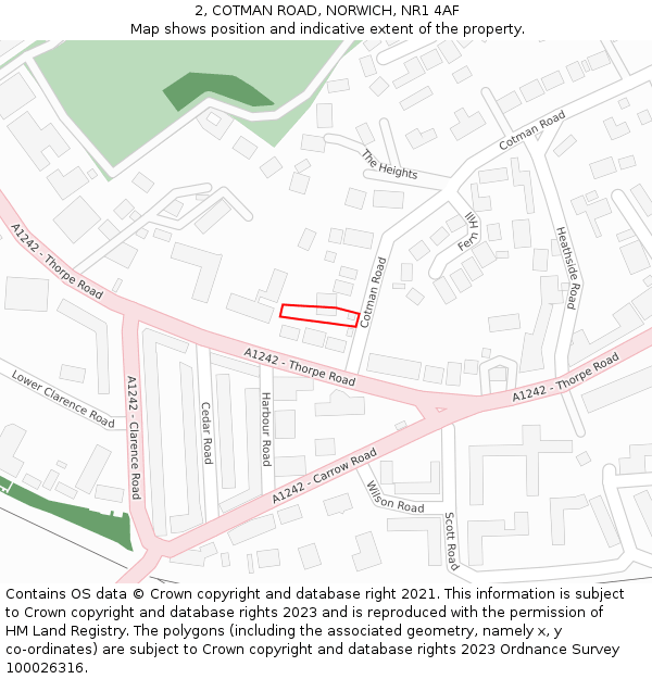2, COTMAN ROAD, NORWICH, NR1 4AF: Location map and indicative extent of plot