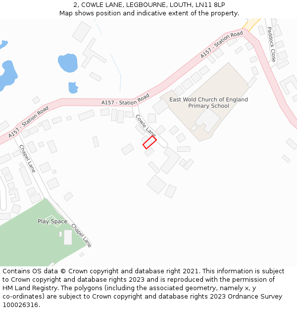 2, COWLE LANE, LEGBOURNE, LOUTH, LN11 8LP: Location map and indicative extent of plot