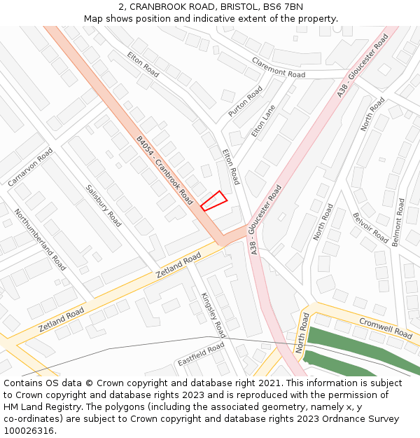 2, CRANBROOK ROAD, BRISTOL, BS6 7BN: Location map and indicative extent of plot