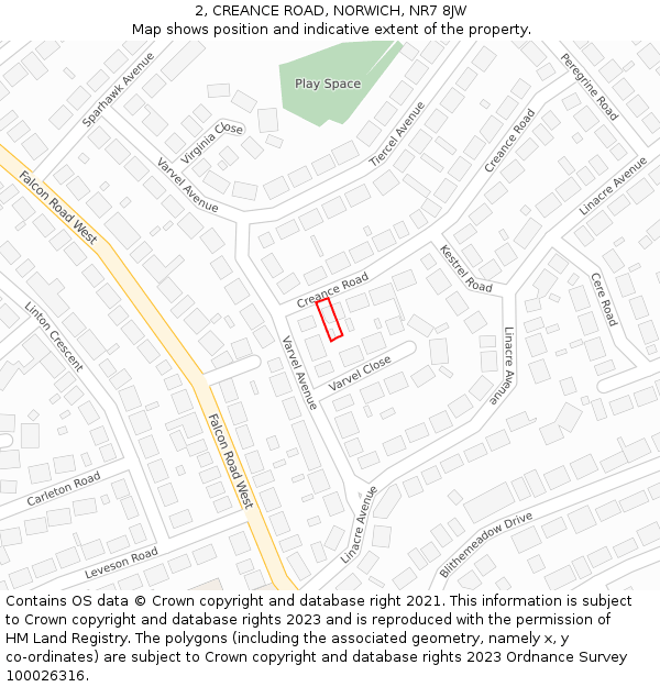 2, CREANCE ROAD, NORWICH, NR7 8JW: Location map and indicative extent of plot