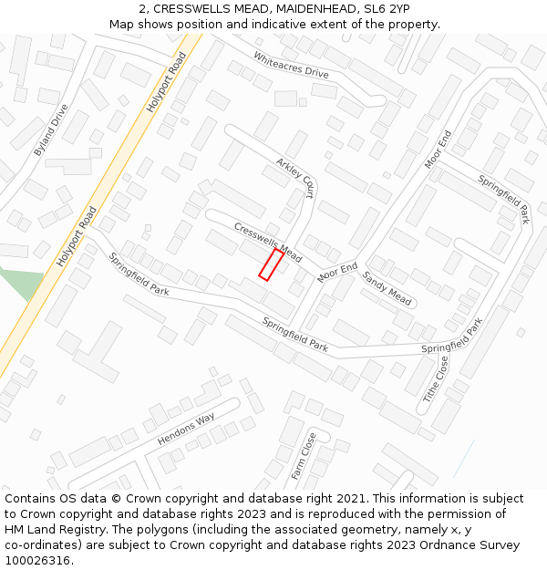 2, CRESSWELLS MEAD, MAIDENHEAD, SL6 2YP: Location map and indicative extent of plot