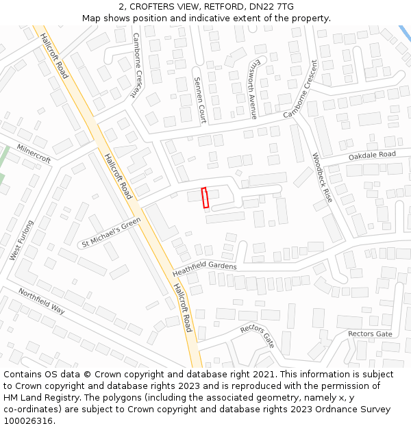 2, CROFTERS VIEW, RETFORD, DN22 7TG: Location map and indicative extent of plot