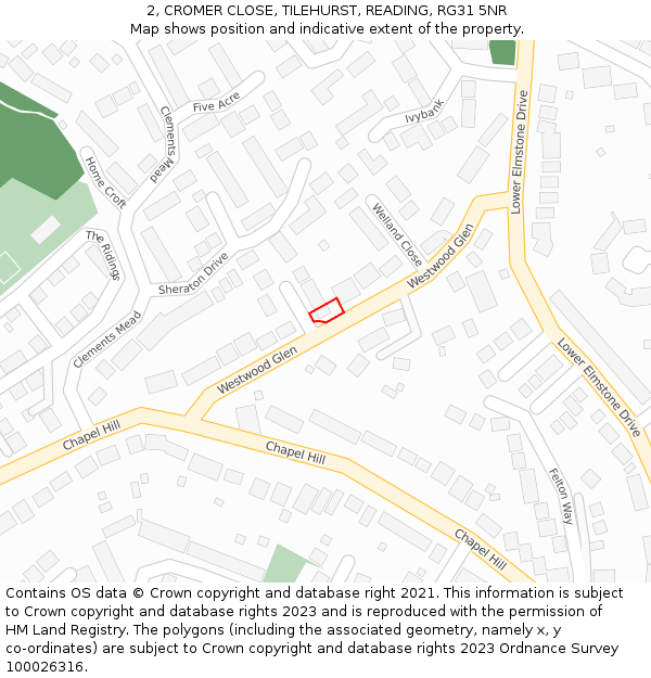 2, CROMER CLOSE, TILEHURST, READING, RG31 5NR: Location map and indicative extent of plot