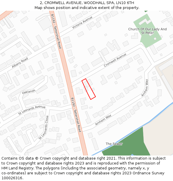 2, CROMWELL AVENUE, WOODHALL SPA, LN10 6TH: Location map and indicative extent of plot