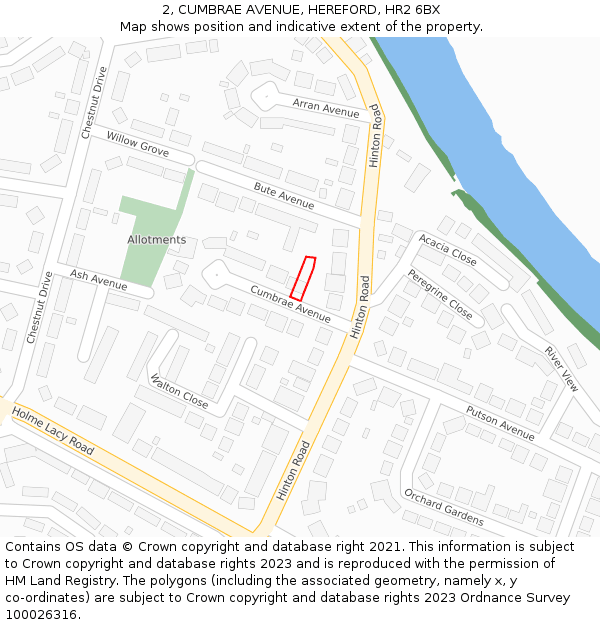 2, CUMBRAE AVENUE, HEREFORD, HR2 6BX: Location map and indicative extent of plot