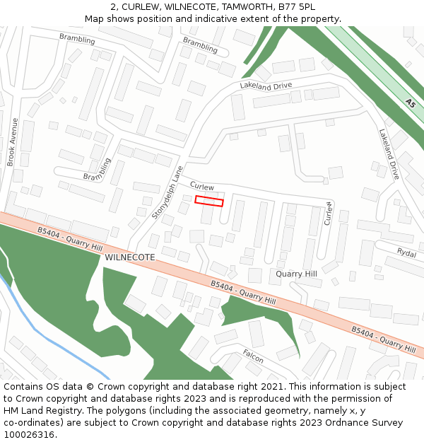 2, CURLEW, WILNECOTE, TAMWORTH, B77 5PL: Location map and indicative extent of plot