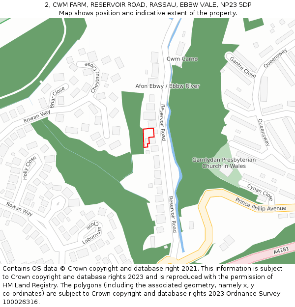 2, CWM FARM, RESERVOIR ROAD, RASSAU, EBBW VALE, NP23 5DP: Location map and indicative extent of plot