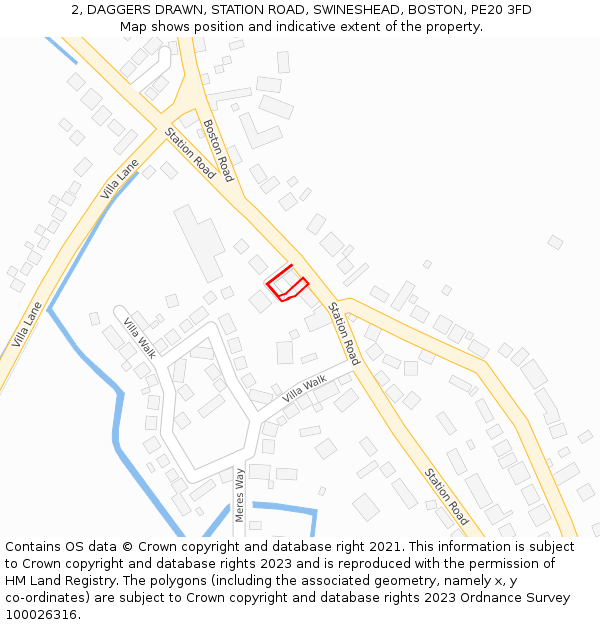 2, DAGGERS DRAWN, STATION ROAD, SWINESHEAD, BOSTON, PE20 3FD: Location map and indicative extent of plot